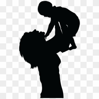 Free Clipart Of A Silhouetted Mom Lifting Up Her Baby - Woman And Baby Silhouette, HD Png Download