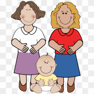 Family Clipart Mom - Two Mom Family Cartoon, HD Png Download