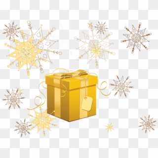 Free Png Transparent Yellow Christmas Gift With Snowflakes - Yellow Christmas Clip Art, Png Download
