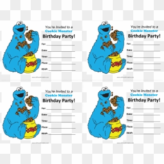 Cookie Monster Birthday Invitations Main Image, HD Png Download