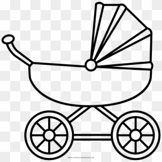 Baby Carriage Coloring Page - Baby Carriage Clipart Black And White, HD Png Download