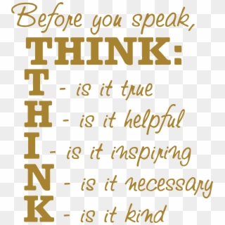 Before You Speak, Think Vinyl Decal Sticker Quote, HD Png Download