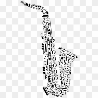 Letter Drawing Music - Saxophone Made Of Music Notes, HD Png Download