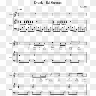 Drunk - Ed Sheeran - Drunk By Ed Sheeran Music Sheet, HD Png Download