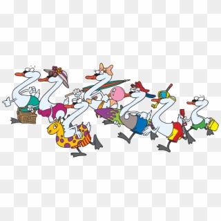 12 Cartoon People Swimming Free Cliparts That You Can - 7 Swans A Swimming Funny, HD Png Download