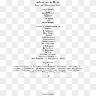 Adventures In Kanto Sheet Music For Flute, Clarinet,, HD Png Download