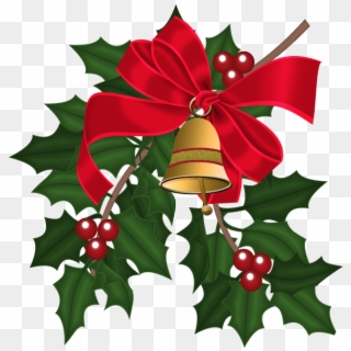 Christmas Bells & Holly Leaves - Detalle Navideño Png, Transparent Png