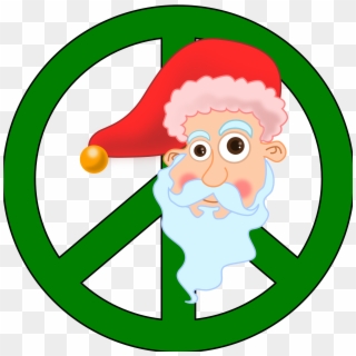 Santa Head Christmas Xmas Peace Symbol Sign Coloring - Blue Peace Sign, HD Png Download