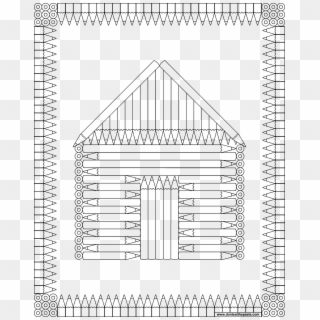 Coloring Page- A Cabin Made Of Coloring Pencils In - Arch, HD Png Download