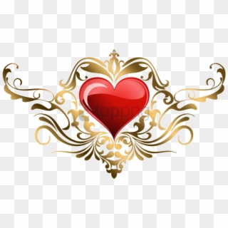 Free Ornaments Gold Heart Image With Transparent Background - Illustration, HD Png Download