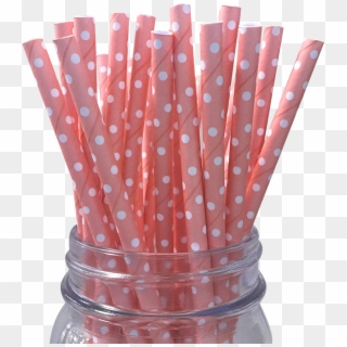 Mini Light Pink With White Polka Dot 25pc Paper Straws - Blue, HD Png Download