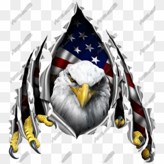 Download Eagle Ripping Through American Flag Clipart - American Flag Eagle, HD Png Download