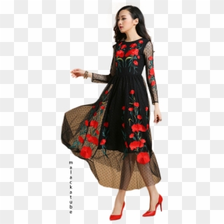 Embroidered Poppy Dress, HD Png Download