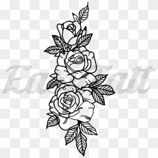 Roses Temporary Tattoo And Roses Fake Tattoos - 3 Rose Tattoo Designs, HD Png Download