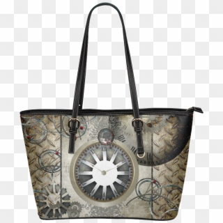 Steampunk, Noble Design, Clocks And Gears Leather Tote - Bag Hawaiian, HD Png Download