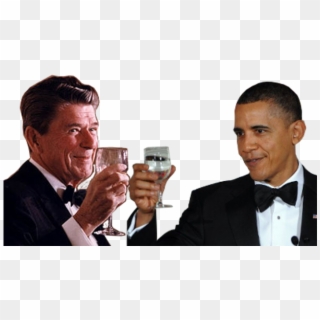 Obama N Reagan Toasting - President Reagan Making A Toast, HD Png Download