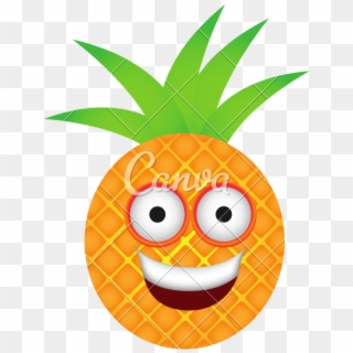 Colored Clipart Pineapple - Cartoon Pineapple With Face, HD Png Download