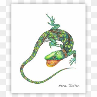 Chameleon Print By Nora Butler - Illustration, HD Png Download