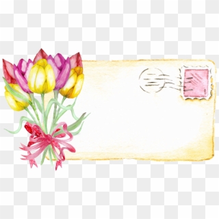 Tulip Post Card Label Vintage Floral Decoration - Tulipa Cartao, HD Png Download