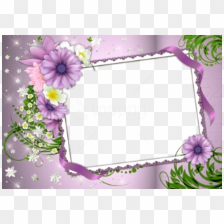 Free Png Violetphoto Frame With Flowers Background - Flower Frame Background Design, Transparent Png