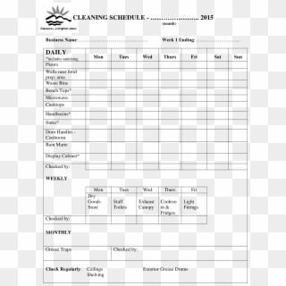 Free Blank Office Cleaning Schedule Templates At - Daily Schedule Sample Cleaning, HD Png Download