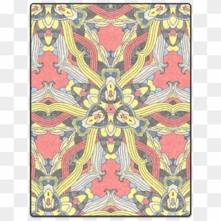 Zandine 0201 Pink Yellow Vintage Floral Pattern Blanket - Motif, HD Png Download
