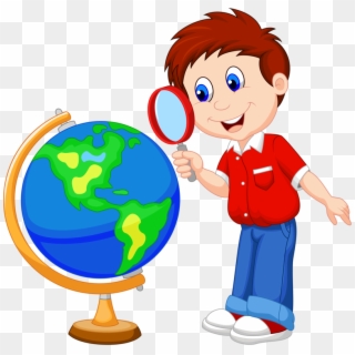 Globe Clipart Classroom - Girl With Magnifying Glass Clipart, HD Png Download