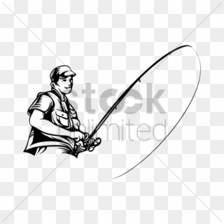 Fisherman With Rod Vector Graphic - Illustration, HD Png Download