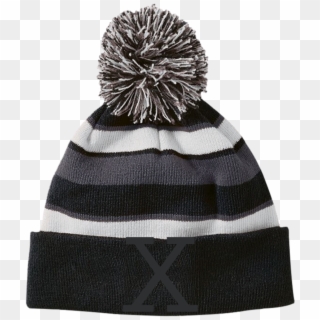 X Striped Beanie With Pom - Beanie, HD Png Download