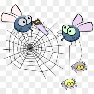 Flies, Mosquito, Spider, Insect, Spiderweb, Saw - Fly On Poop Cartoon, HD Png Download