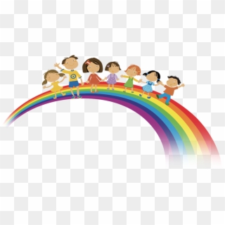 Rainbow Clip Child - Happy Children Clipart Png, Transparent Png