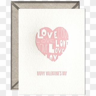 Love Heart Letterpress Greeting Card With Envelope - Handwritten Happy Birthday Card, HD Png Download
