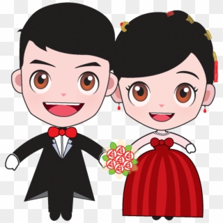 Bridegroom Marriage Cartoon Wedding Bride And Groom - Cartoon Wedding, HD Png Download