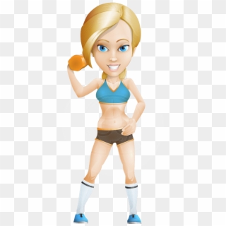 Blonde Sports Girl Cartoon Vector Character Aka Workout - Vector Fitness Girl Character Workout Meg, HD Png Download