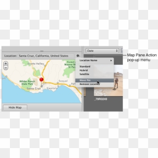 Map Pane Action Pop-up Menu In The Info Inspector - Atlas, HD Png Download