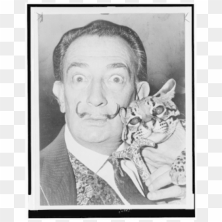 Photo Courtesy Library Of Congress - Salvador Dali With Cat, HD Png Download