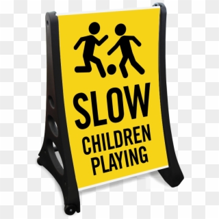Children Playing Portable Sidewalk Sign - Traffic Sign, HD Png Download