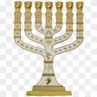 Traditionally Shaped Solid Brass Menorah Decorated - Israel Menorah, HD Png Download