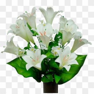 White Satin Lily - Flower In Vase Png, Transparent Png