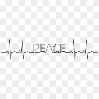 Free Clipart Of A Black And White Ekg With Peace Text - Peace Ekg, HD Png Download