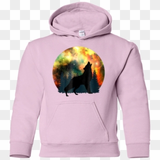 Psychedelic Wolf Howling Shirt Galaxy Nebula Full Moon, HD Png Download