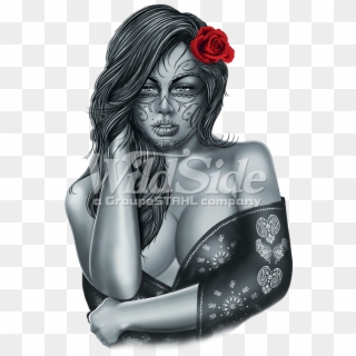 Sexy Brunette With Red Roses - Illustration, HD Png Download