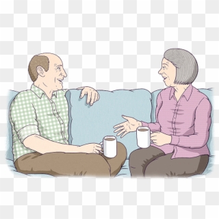 Two Old People Are Sitting On A Couch, Talking - Old People Talking Cartoon, HD Png Download