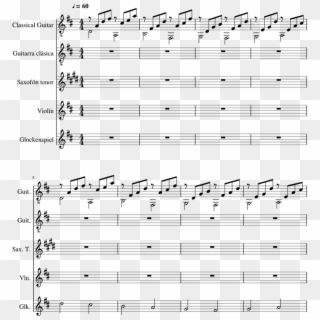 Canon In D Sheet Music For Violin, Guitar, Tenor Saxophone, - Music, HD Png Download
