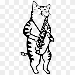 Download Png - Cat Playing Saxophone, Transparent Png