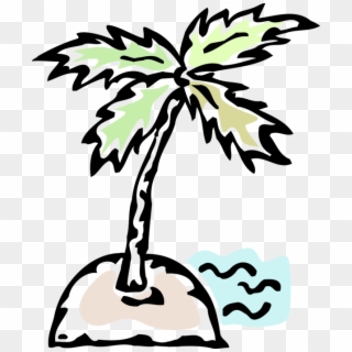 Vector Illustration Of Deserted Island With Palm Tree, HD Png Download