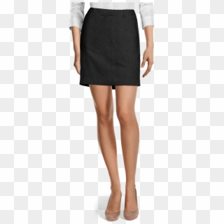 Black Short Linen Pencil Skirt-view Front - Brown Tweed Pants, HD Png Download