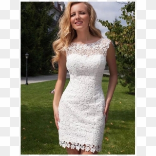 White Wedding Dress, White Lace Wedding Dress, Lace - Short Beach Wedding Dresses, HD Png Download