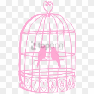Free Png Pink Bird Cage Png Image With Transparent - Birds In Cage Drawing, Png Download