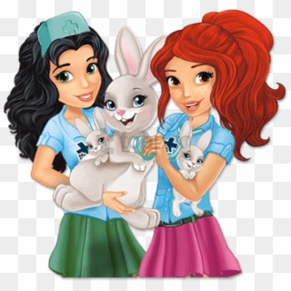 Free Png Download Lego Friends Taking Care Of Rabbits - Cartoon, Transparent Png